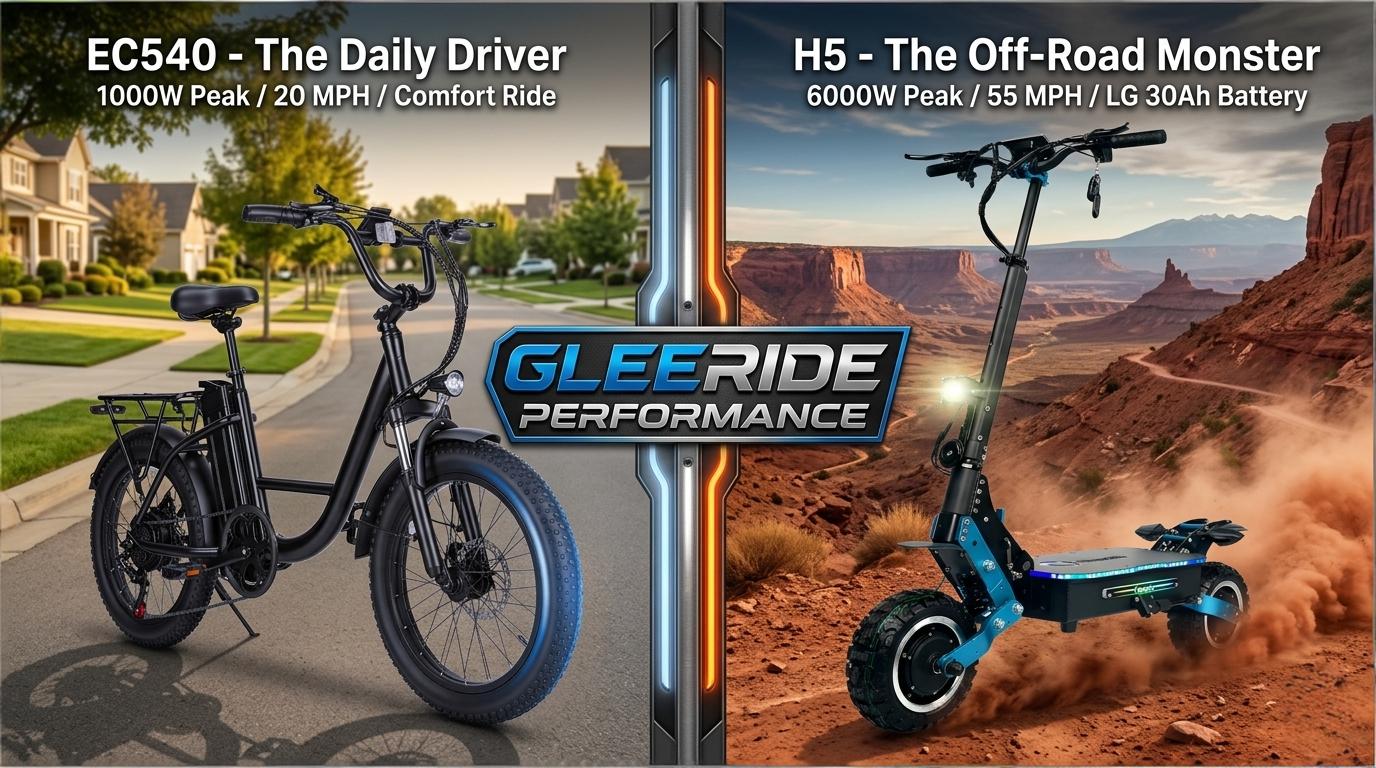From Commute to Extreme: GleeRide EC540 vs. H5 Performance Scooter