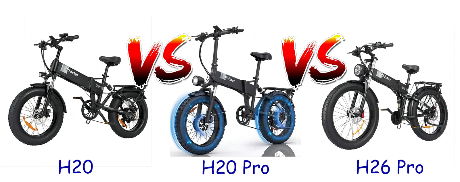 RIDSTAR Folding Electric bike H20 vs H26 Pro