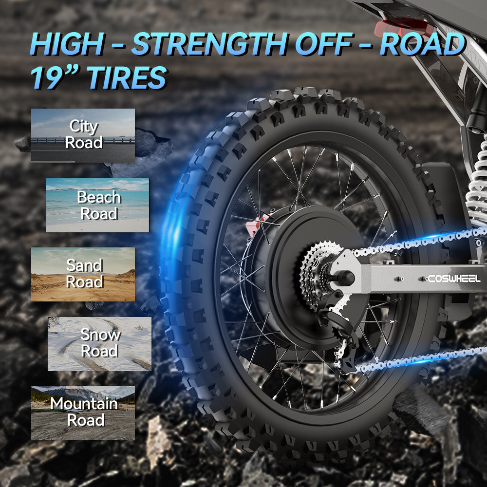 COSWHEEL R19 19" Electric Dirt Motorbike 3000W Motor 72V 40Ah Battery