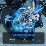 ZADA LB09 26" 750W (1500 Peak ) Motor Fat Tire Step-through Full Suspension Mountain Electric Bike 48V 18Ah Battery