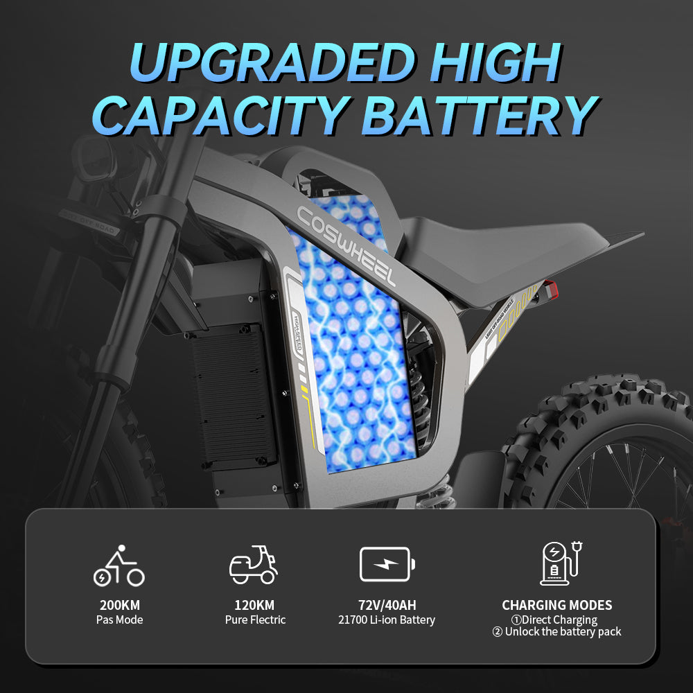 COSWHEEL R19 19" Electric Dirt Motorbike 3000W Motor 72V 40Ah Battery