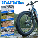 ZADA LB09 26" 750W (1500 Peak ) Motor Fat Tire Step-through Full Suspension Mountain Electric Bike 48V 18Ah Battery