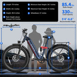 ZADA LB09 26" 750W (1500 Peak ) Motor Fat Tire Step-through Full Suspension Mountain Electric Bike 48V 18Ah Battery