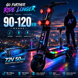 GLEERIDE A7 MAX 13" Off-road Electric Scooter 2*5000W Motors 72V 50Ah Battery