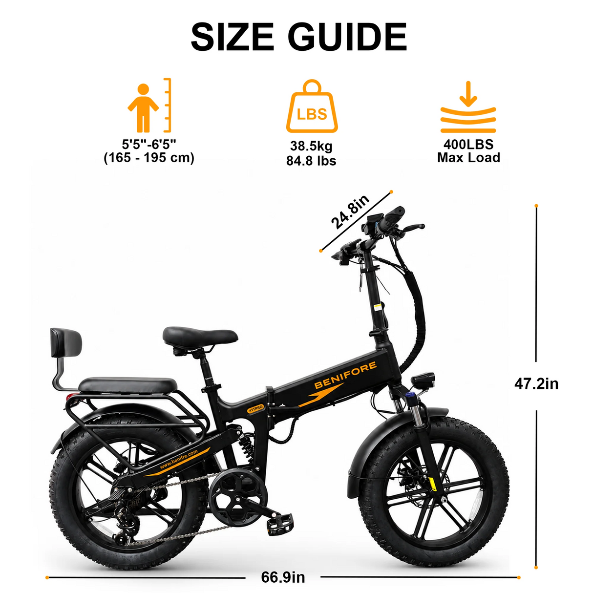 BENIFORE X1T PRO 20" Fat-Tire E-Bike 15000W Peak Motor 48V 20Ah Battery