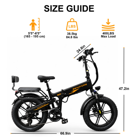 BENIFORE X1T PRO 20" Fat-Tire E-Bike 1500W Peak Motor 48V 20Ah Battery