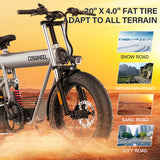 COSWHEEL T20 20" Electric Dirt Motorbike 1000W Motor Motor 48V 20Ah Battery