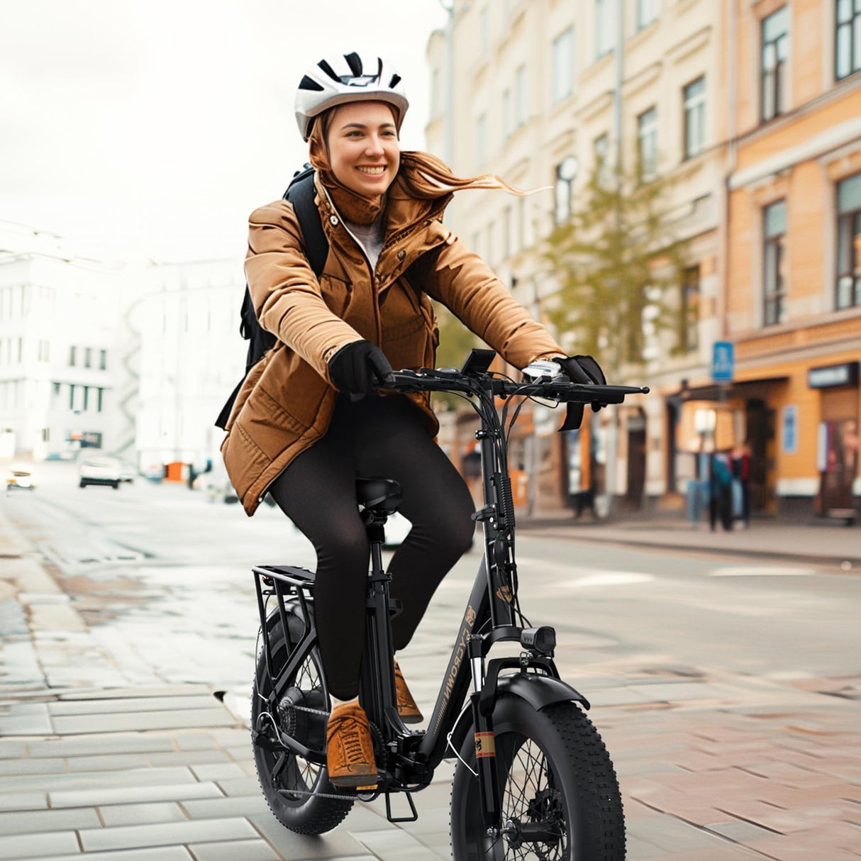 CYCROWN Free 20" Step-Thru Fat Tire All-Terrain Electric Bike 1000W Peak Motor 48V 15.6Ah Battery