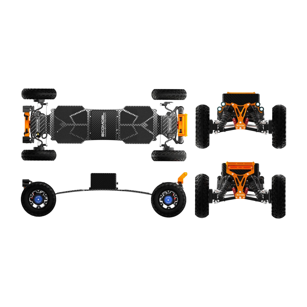 ECOMOBL Hybrid X5 4WD Electric Skateboard 4*4900W Motor 24Ah Battery