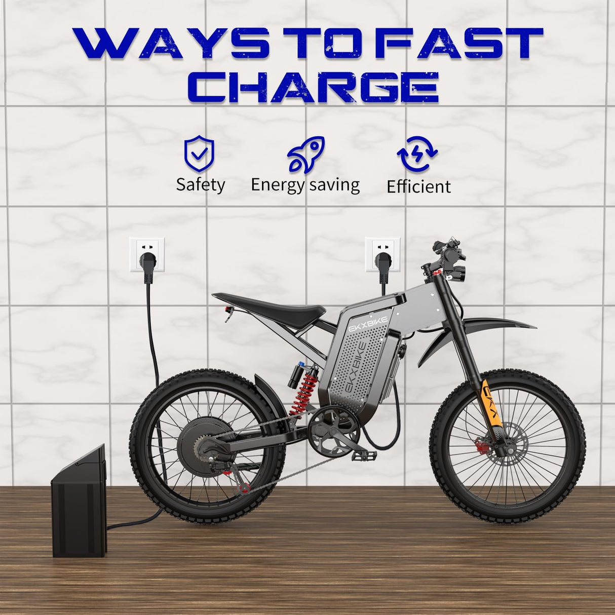 EKXBIKE X21 Max 19" Electric Dirt Bike Dual Hydraulic Shock 3000W Motor 60V 30Ah Battery
