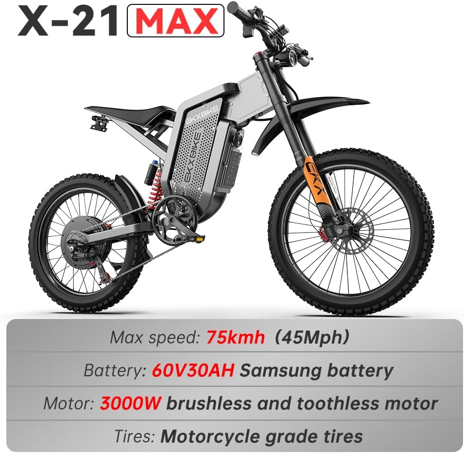 EKXBIKE X21 20" Electric Dirt Bike 2000W Motor 48V 35Ah Battery