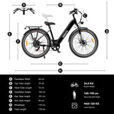 ESKUTE Polluno Plus 28" City Electric Bike 250W Motor 36V 20Ah Battery