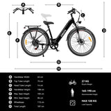 ESKUTE Polluno Plus 28" City Electric Bike 250W Motor 36V 20Ah Battery