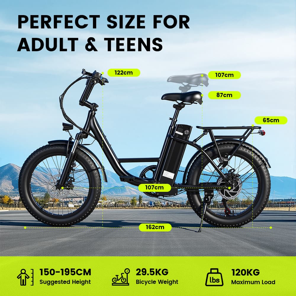 GLEERIDE EC540 20" Electric City Bike Peak 1000W Motor 48V 15Ah Battery