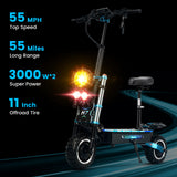 GleeRide H7 11" Off-Road Electric Scooter 3000W*2 Dual Motor 60V 30Ah LG Battery