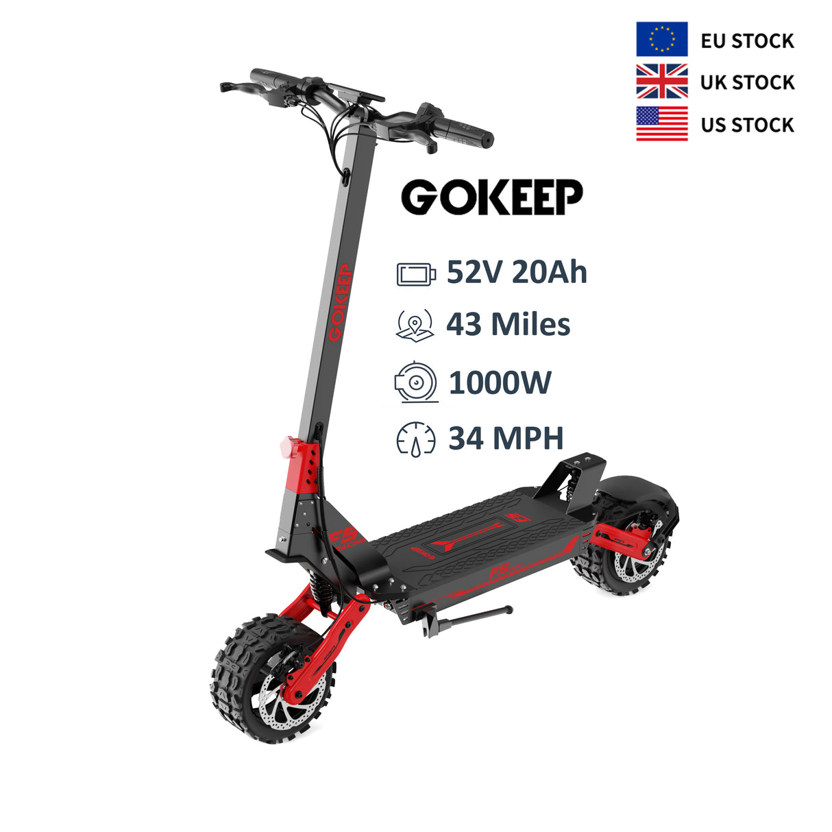 GOKEEP F5 11" Foldable E-Scooter 1000W Motor 52V 20Ah Battery