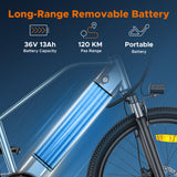 HILLMILES MileTrail 1 26" All-Terrain Electric Bike 250W Motor 36V 13Ah Battery