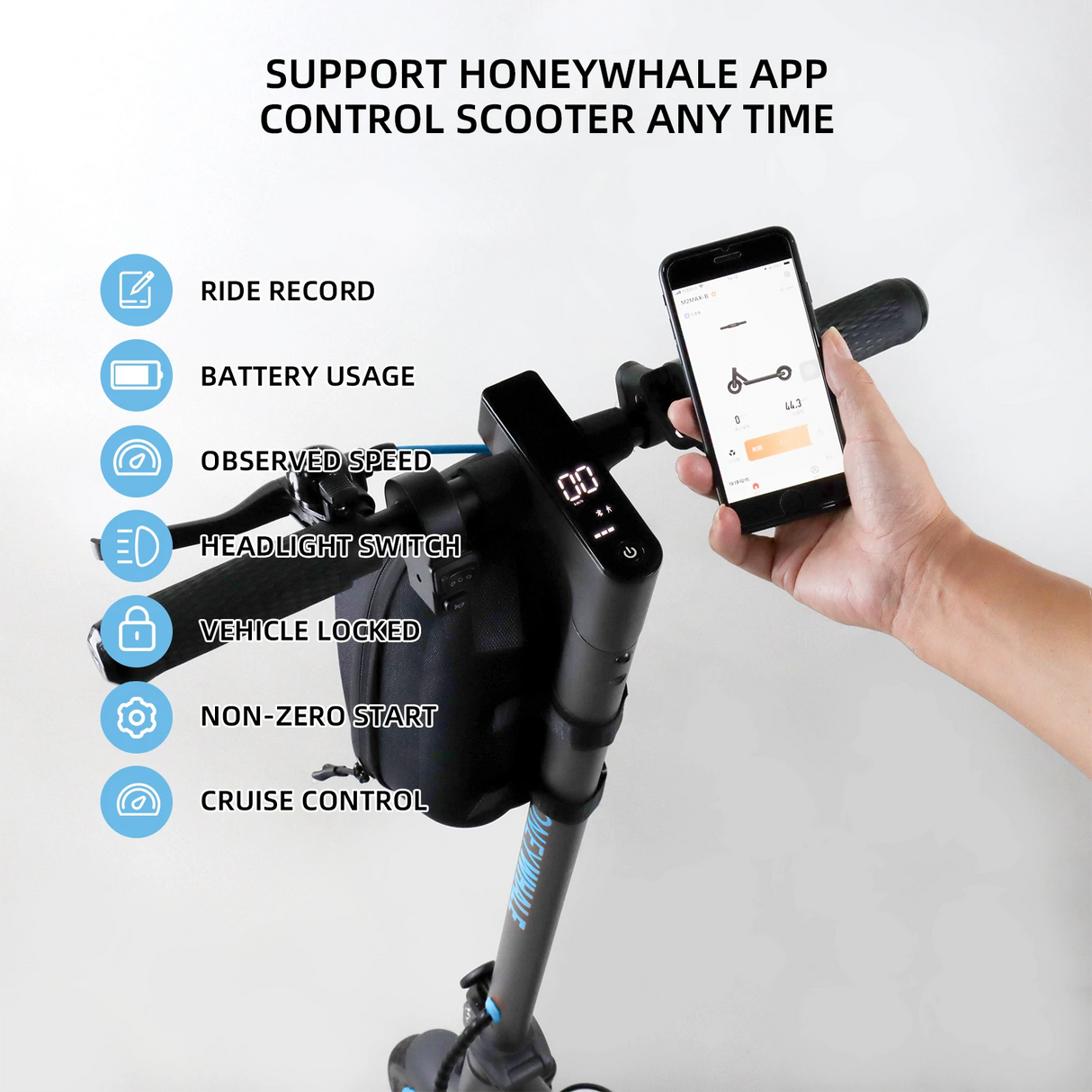 HONEYWHALE M2 Pro Folding Electric Scooter with App Control Bluetooth 500W Peak Motor 36V 7.8Ah Battery