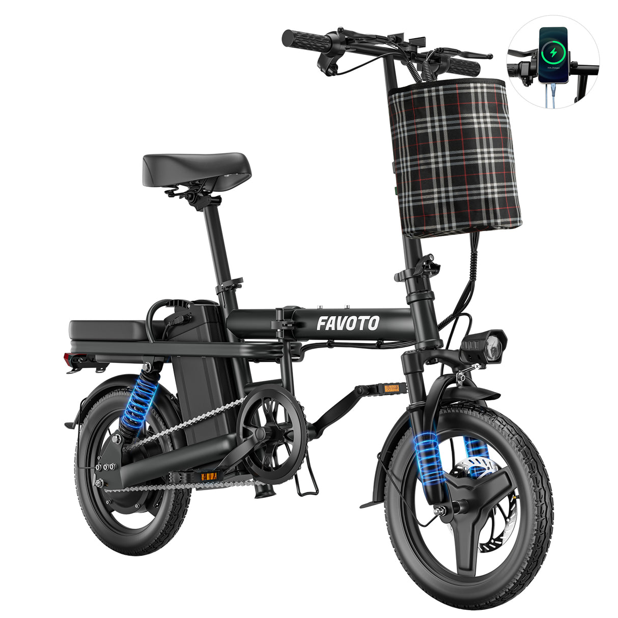 MEELOD Z9-3 14" Mini Folding Electric Bike 750W Peak Motor 48V 20.8Ah Battery