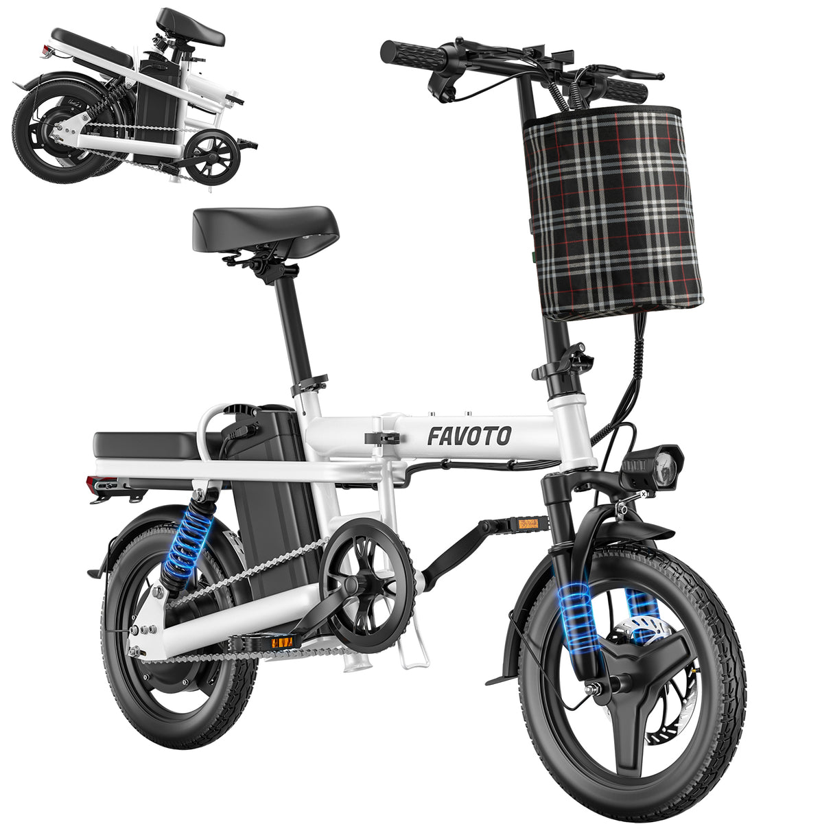 MEELOD Z9-1 14" Mini Folding Electric Bike 750W Peak Motor 48V 10.4Ah Battery