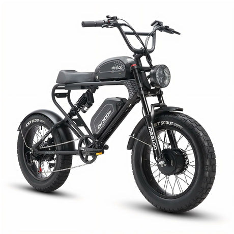 MEELOD DK300 MAX 20" Retro Moped Style Electric Bike 2400W Peak Dual Motors 48V 20Ah Dual Batteries