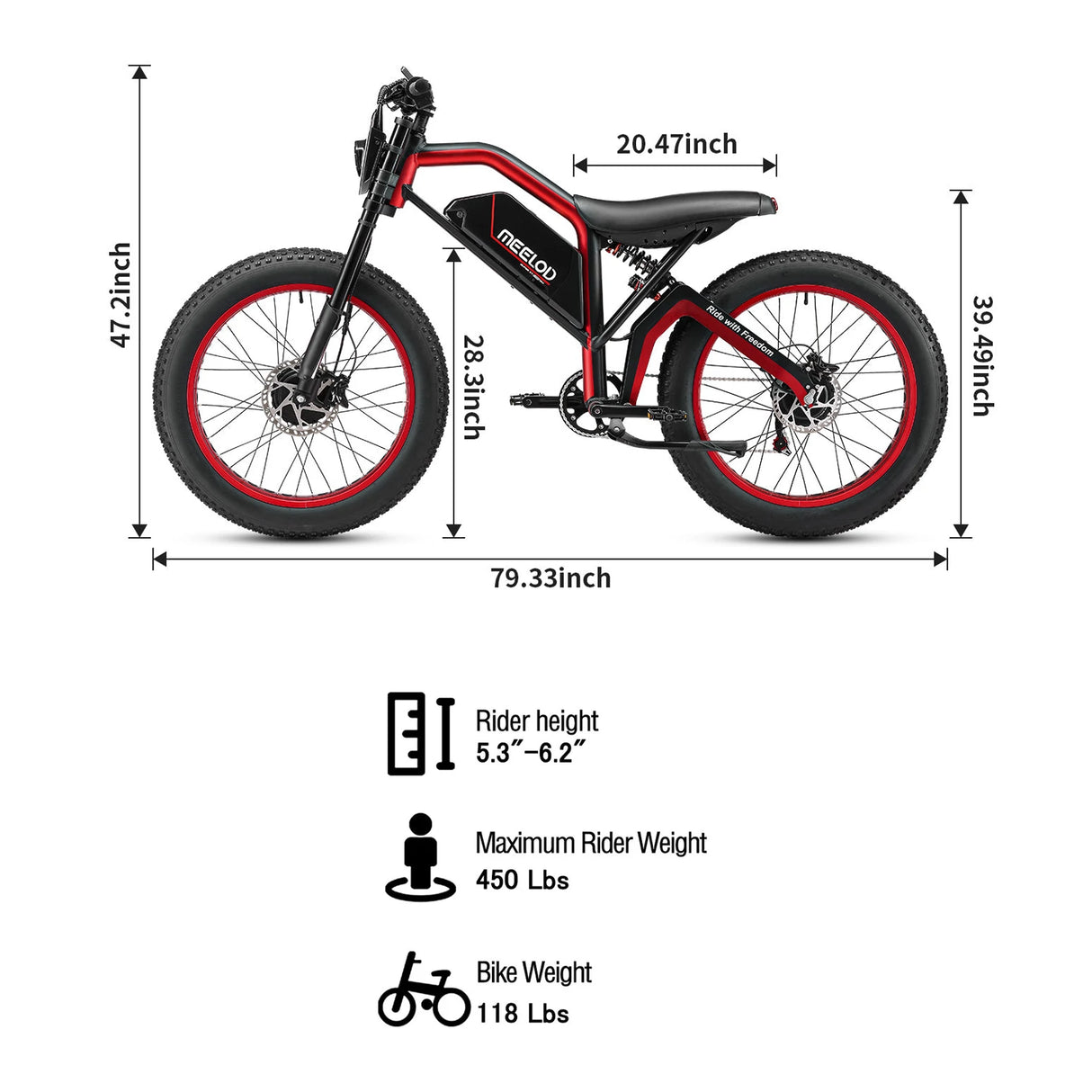 MEELOD XT600DL 26" Retro Moped Style Electric Bike 1200W Peak Dual Motors 52V 25Ah Battery