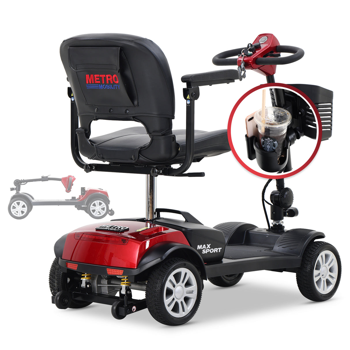 METRO MOBILITY MAX SPORT 9" 4 Wheel Electric Mobility Scooter  300W Motor 24V 12Ah*2 Battery