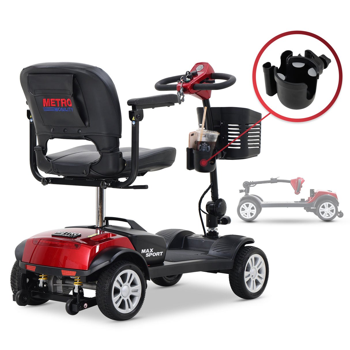 METRO MOBILITY MAX SPORT 9" 4 Wheel Electric Mobility Scooter  300W Motor 24V 12Ah*2 Battery
