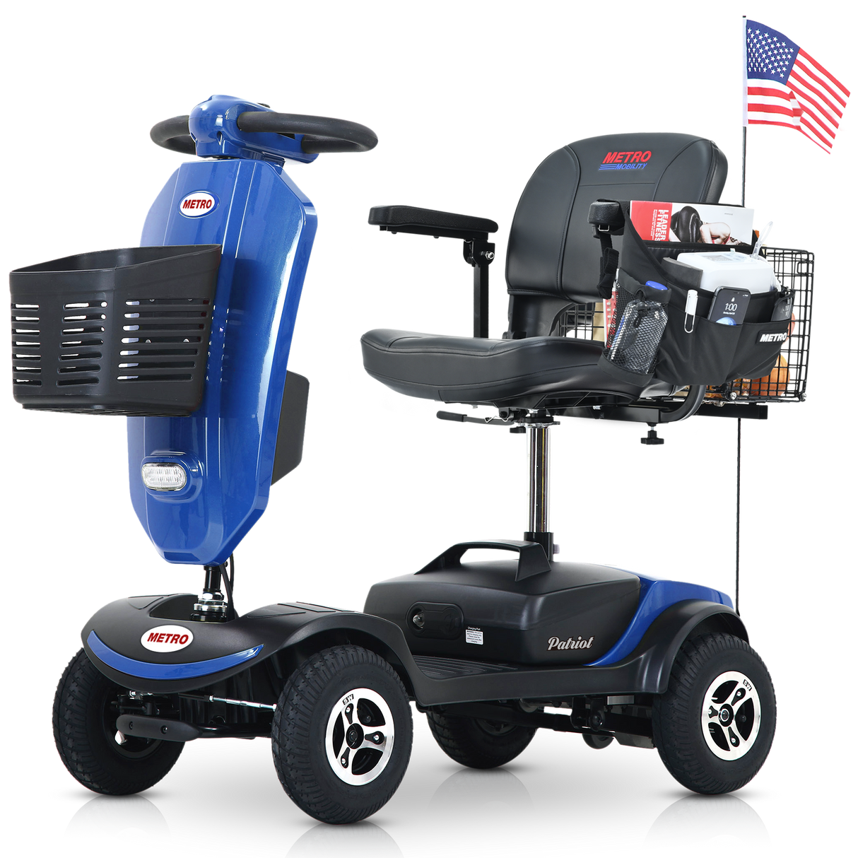 METRO MOBILITY UPGRADED PATRIOT 9" 4 Wheel Electric Mobility Scooter  300W Motor 24V 12Ah*2 Battery