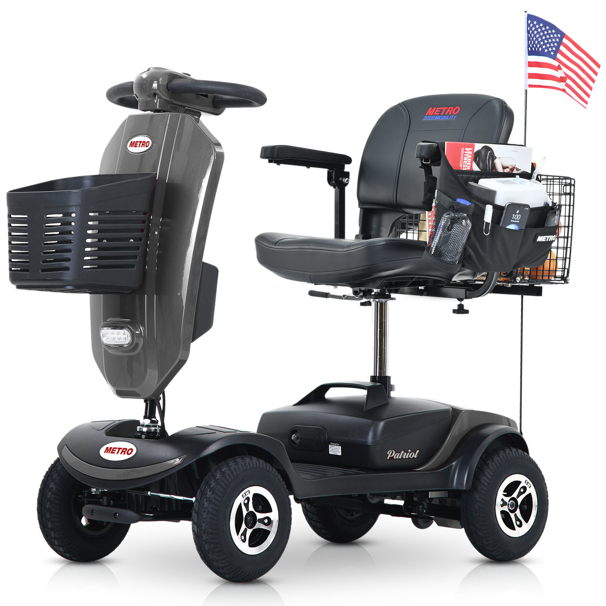 METRO MOBILITY UPGRADED PATRIOT 9" 4 Wheel Electric Mobility Scooter  300W Motor 24V 12Ah*2 Battery