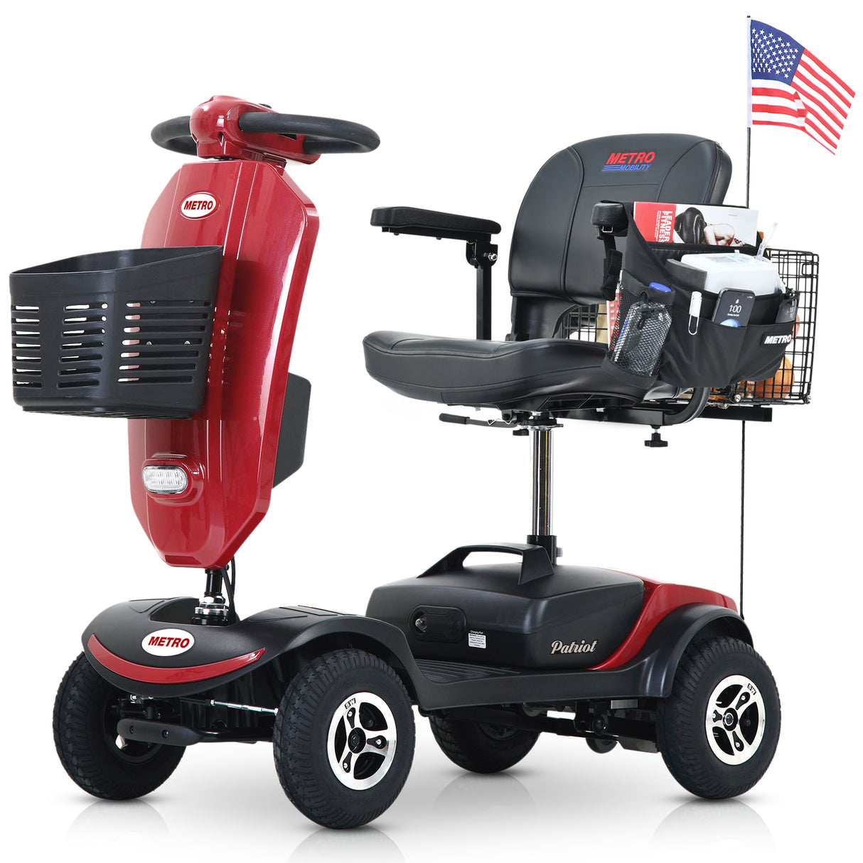 METRO MOBILITY UPGRADED PATRIOT 9" 4 Wheel Electric Mobility Scooter  300W Motor 24V 12Ah*2 Battery