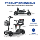 METRO MOBILITY AIR TRAVELLER 8" 4 Wheel Mobility Scooter 180W Motor 24V 12Ah Battery