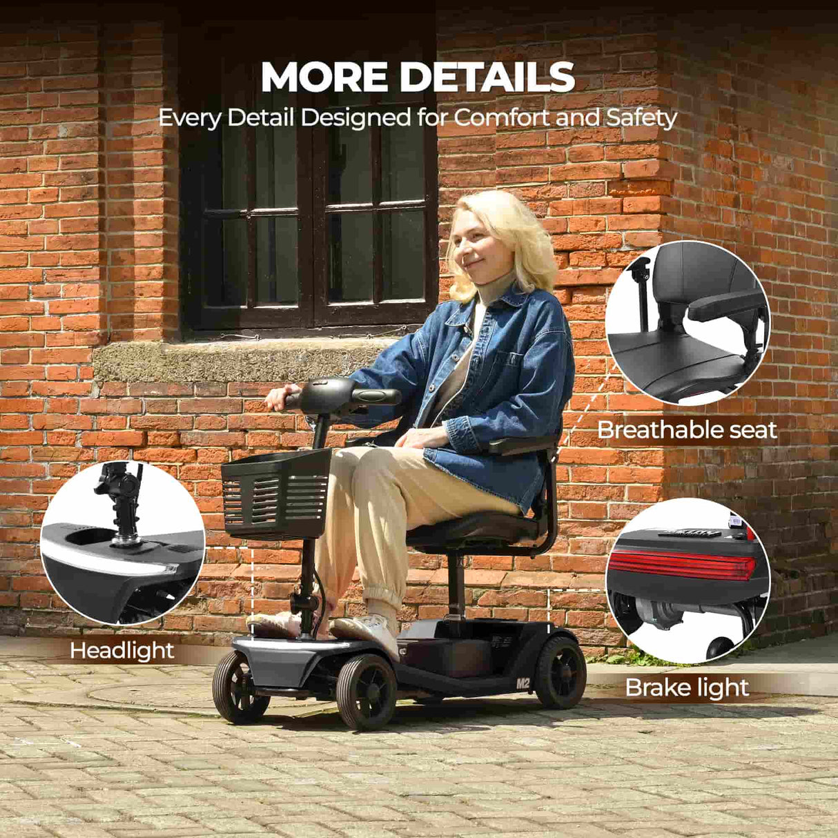 METRO MOBILITY M2 7.1" 4 Wheel Mobility Scooter 250W Motor 24V 12Ah lead-acid Battery