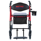 METRO MOBILITY M913P 4-Wheel Rollator Walker with Seat & Basket