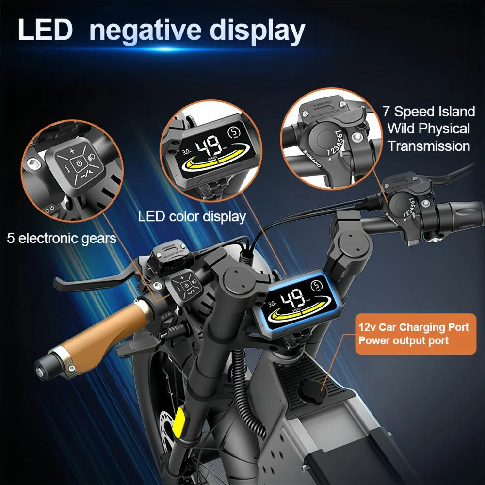 NEXXBIKE X5 Plus 20" Fat Tires Electric Dirt Bike 2000W Peak Motor 48V 25Ah Battery With NFC Key