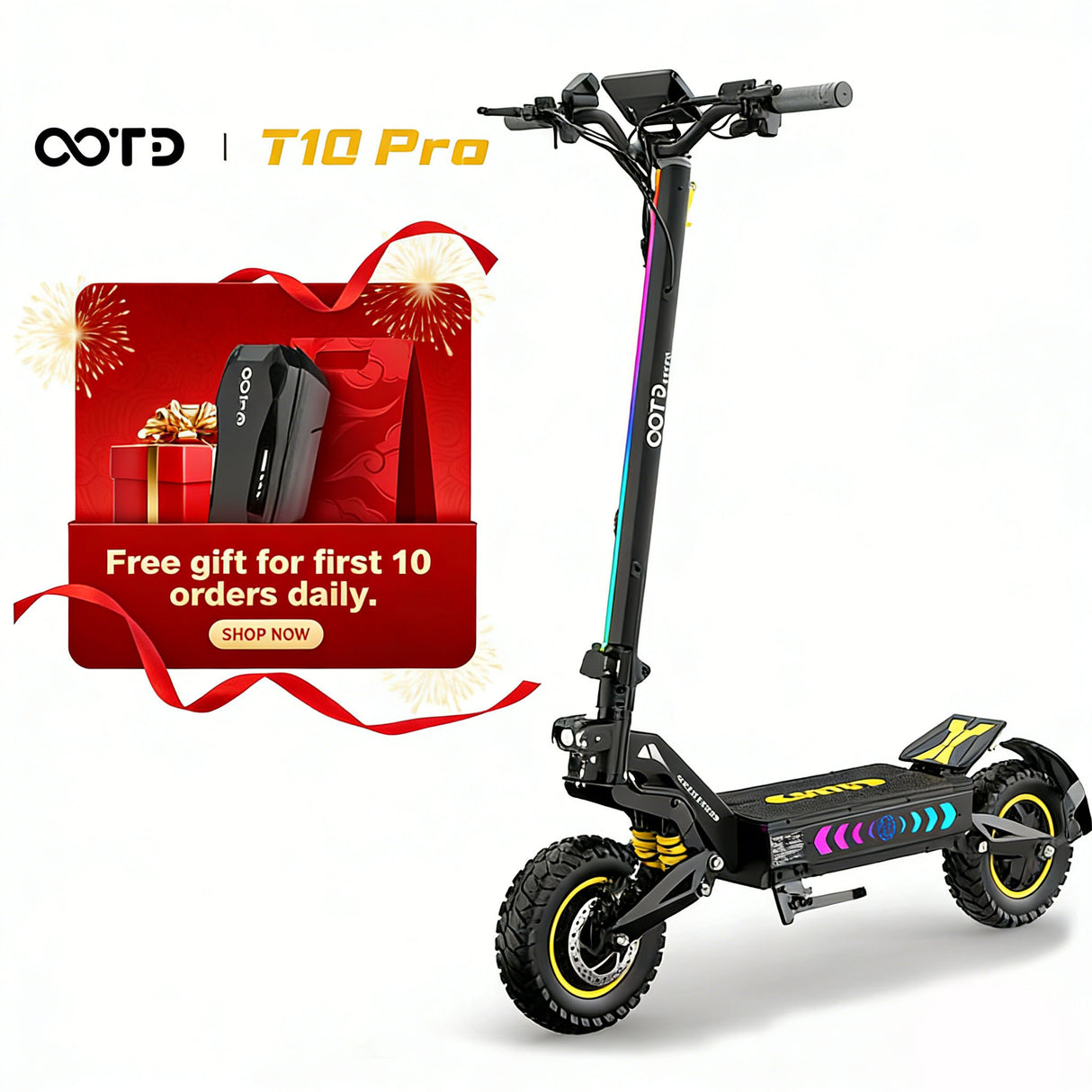 OOTD T10 Pro 11" Off-Road E-Scooter 2600W Motor 52V 23.4Ah Battery