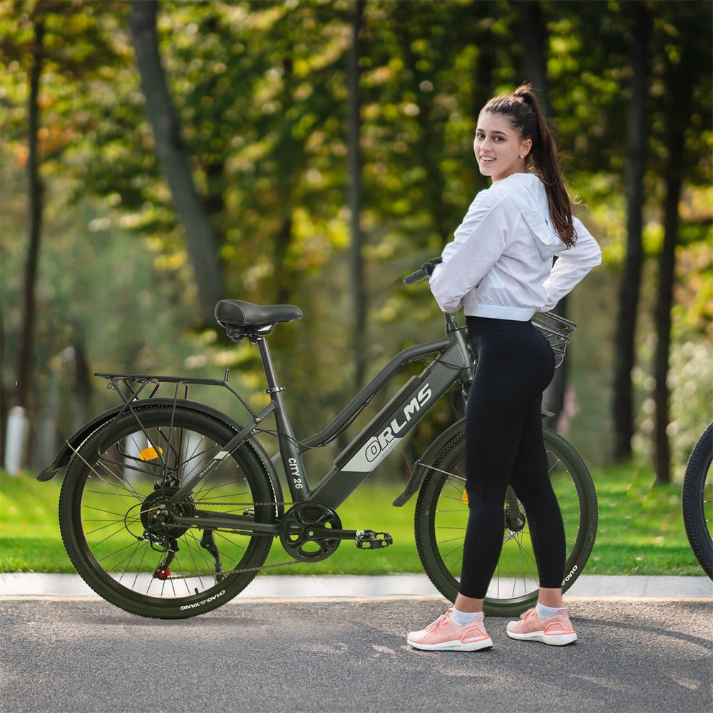 ORLMS CITY BIKE 26" Step-through E-Bike For Women 500W Motor 48V 15AH Battery
