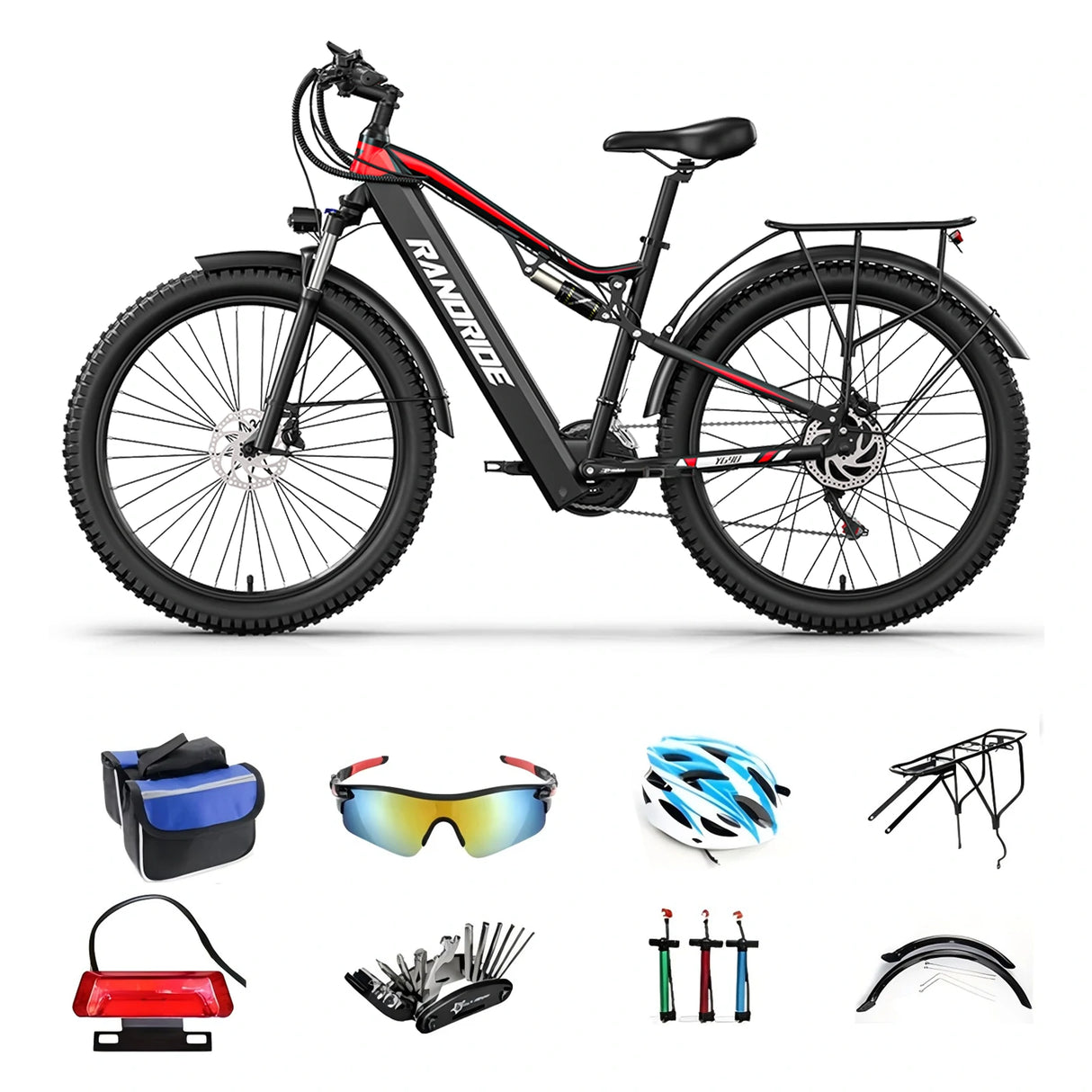 RANDRIDE YG90B 27.5"/29" Electric Mountain Bike 1000W Motor 48V 17Ah Battery