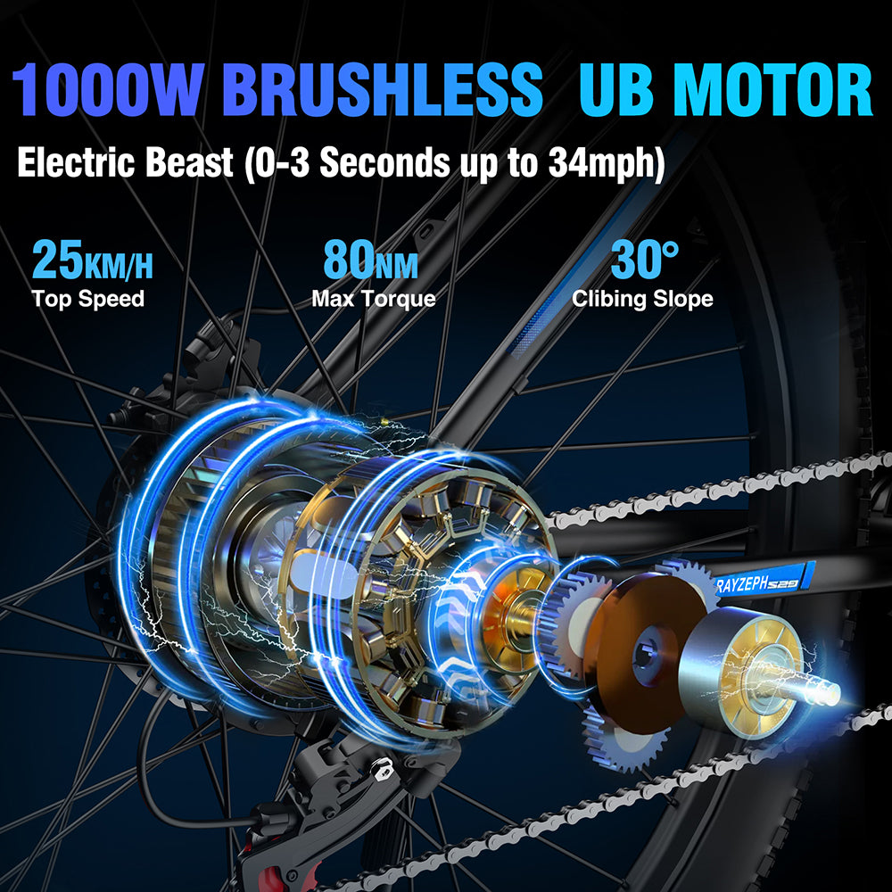 RAYZEPH S29 PRO 29" Mountain E-Bike 1000W Motor 48V 21Ah Battery