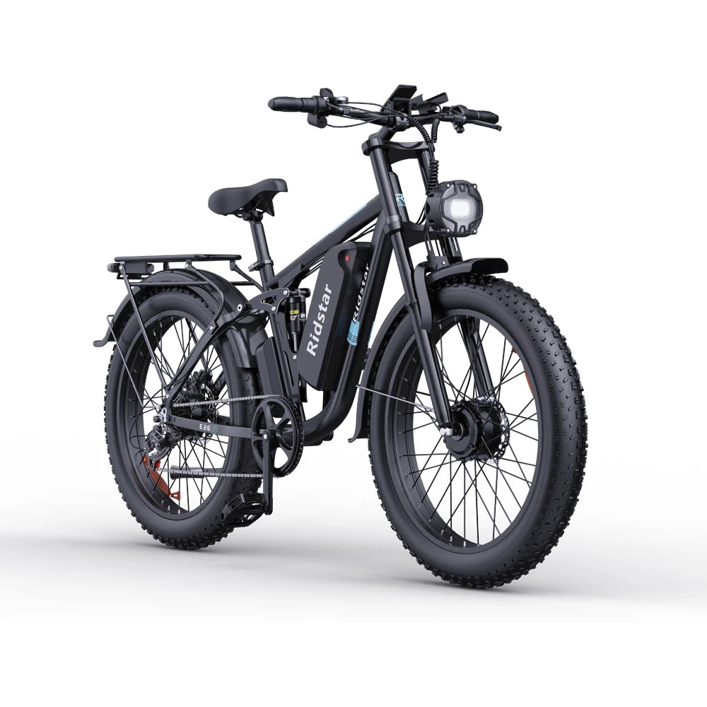 RIDSTAR E26 Pro 26" Fat Tires Mountain Electric Bike 2000W Dual Motor 48V 23Ah Battery