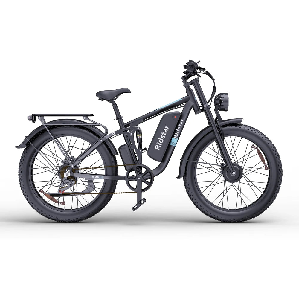 RIDSTAR E26 Pro 26" Fat Tires Mountain Electric Bike 2000W Dual Motor 48V 23Ah Battery