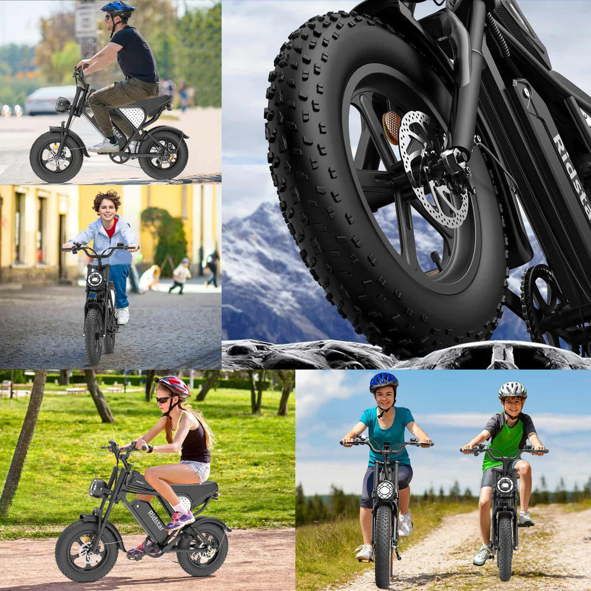 RIDSTAR Q16 16" Fat Tires Electric Bikes 750W Motor 48V 20Ah Battery