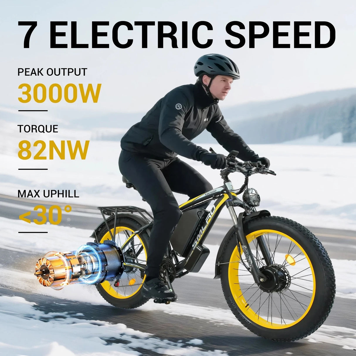 SMLRO XDC600 26" Off-road Electric Bike Dual Motor 2000W 52V 30Ah Battery