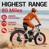 SMLRO XDC600 26" Off-road Electric Bike Dual Motor 2000W 52V 30Ah Battery