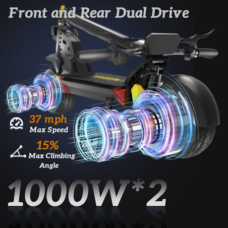 TOOINS X2 10" Electric Scooter Dual Motor 2000W 48V 21Ah Battery