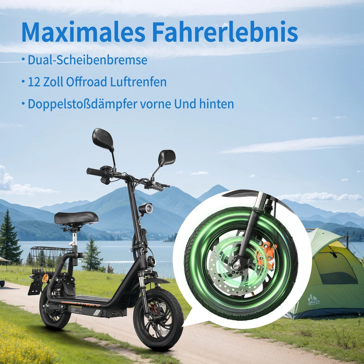 TWOFISH M5 Pro-e 12" Folding Electric Scooter 500W Motor 48V 13Ah Battery (EU)