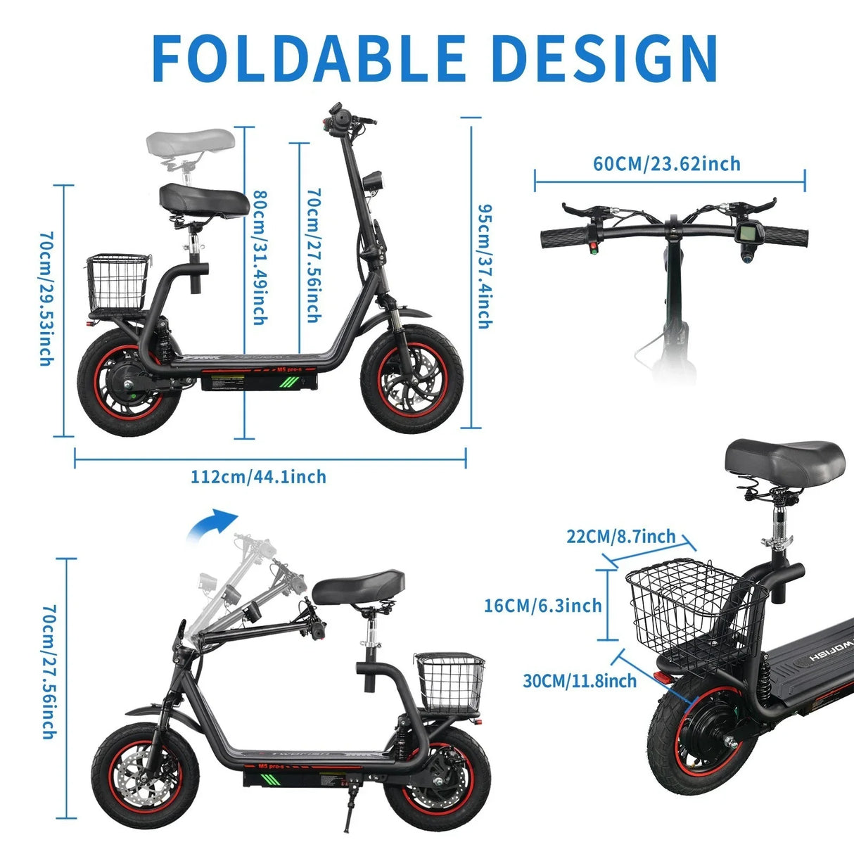 TWOFISH M5 Pro-S 12" Foldable E-Scooter 500W Motor 48V 13Ah Battery