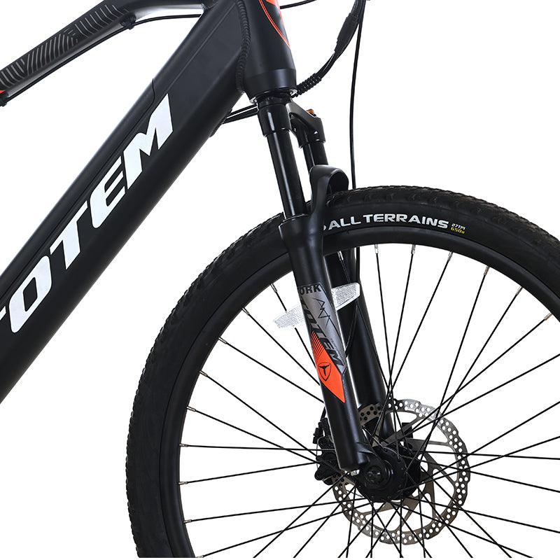 Totem Volcano Electric Mountain Bike with Fenders 500W Rear HUB Motor 48V 10.4Ah Battery