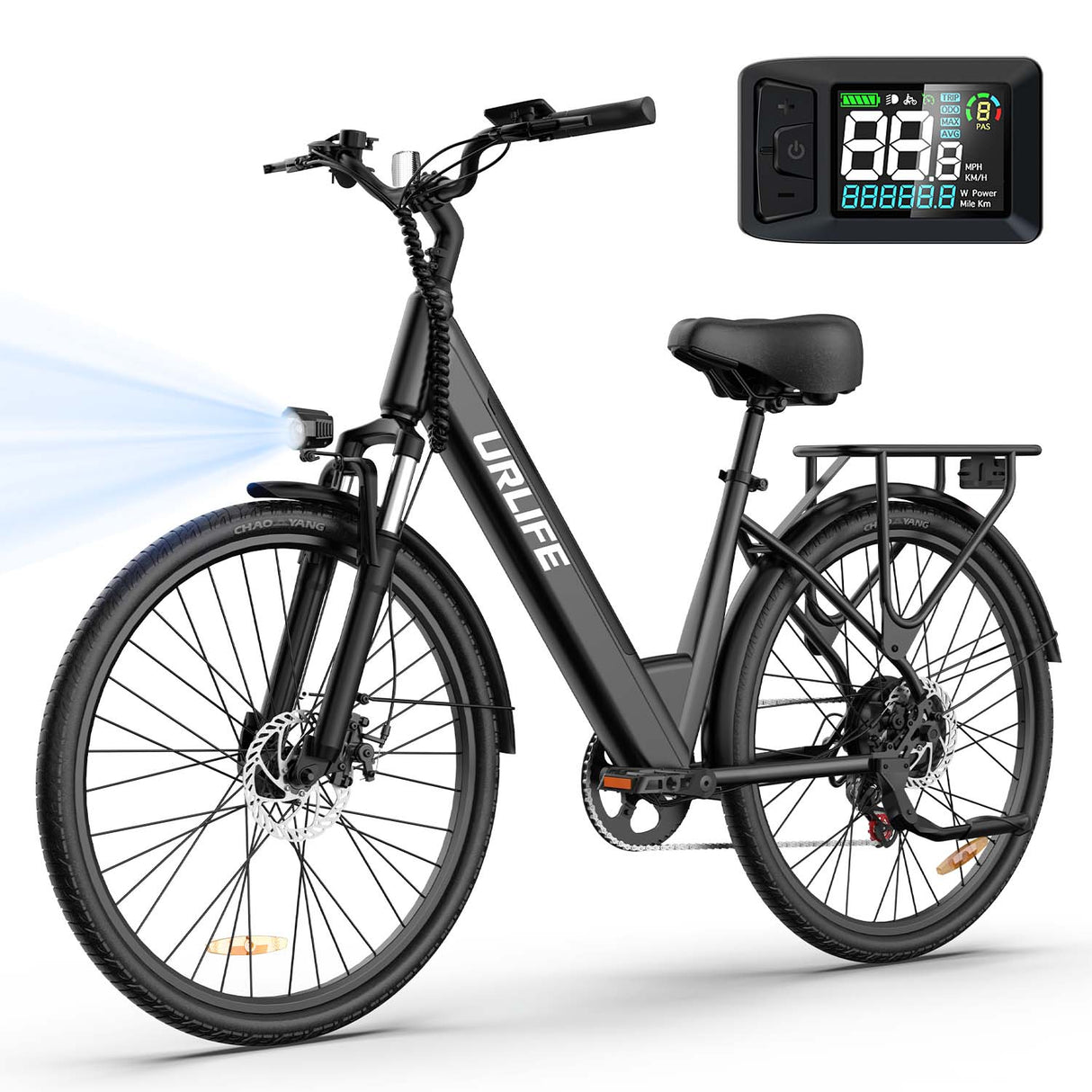 URLIFE E26 26" Step Through Electric Bike 750W Peak Motor 48V 10.4Ah Battery (US)