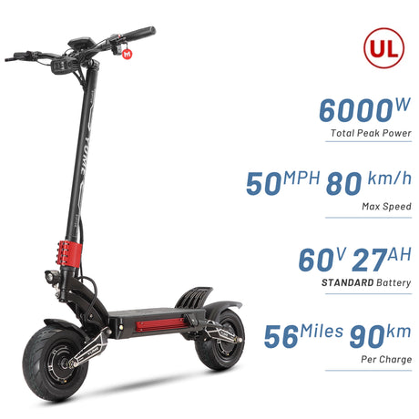 YUME Raptor 11" All-Terrain Electric Scooter 3000W*2 Dual Motors 60V 27Ah/30Ah Battery